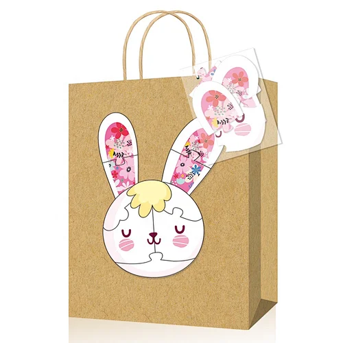 Gift kraft paper bag with puzzle fresh design suitable for children packing gifts or foods