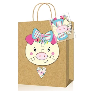 Fresh design kraft gift paper bag with puzzle suitable for children packing gifts or foods