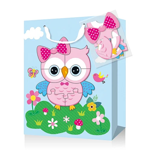 Colorful puzzle gift paper bags with new designs suitable for children packing gifts or foods