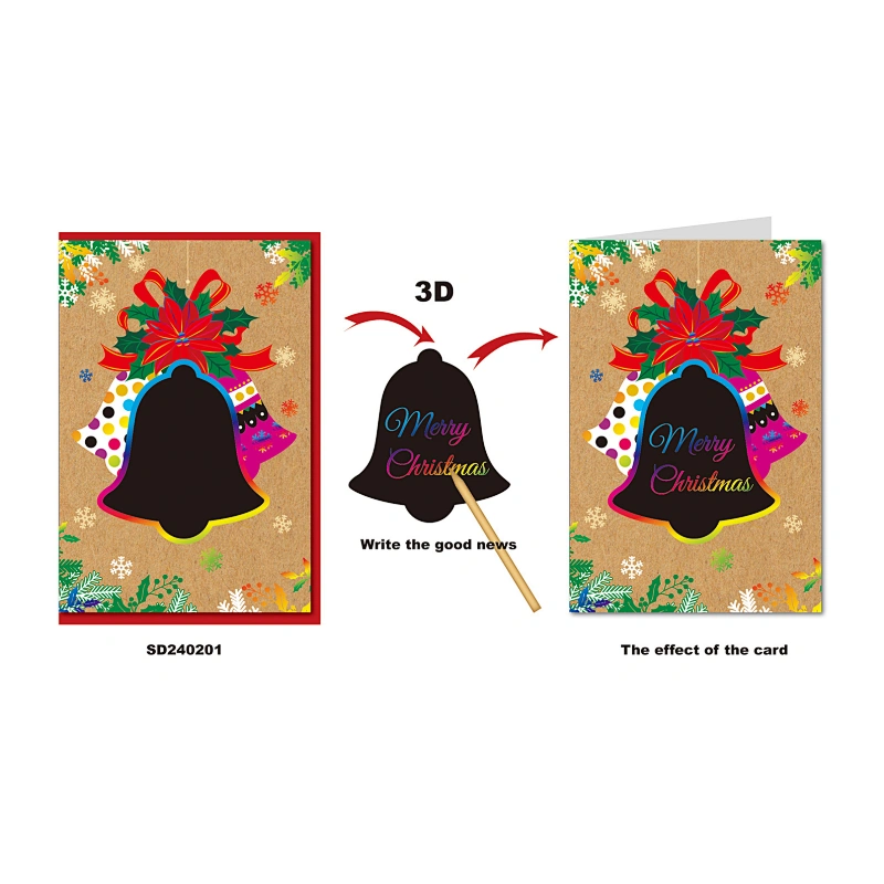 3D scratch panel greeting cards for xmas design