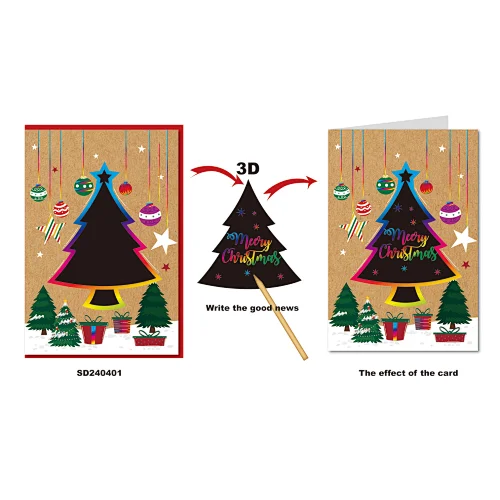 3D scratch panel greeting cards for xmas design