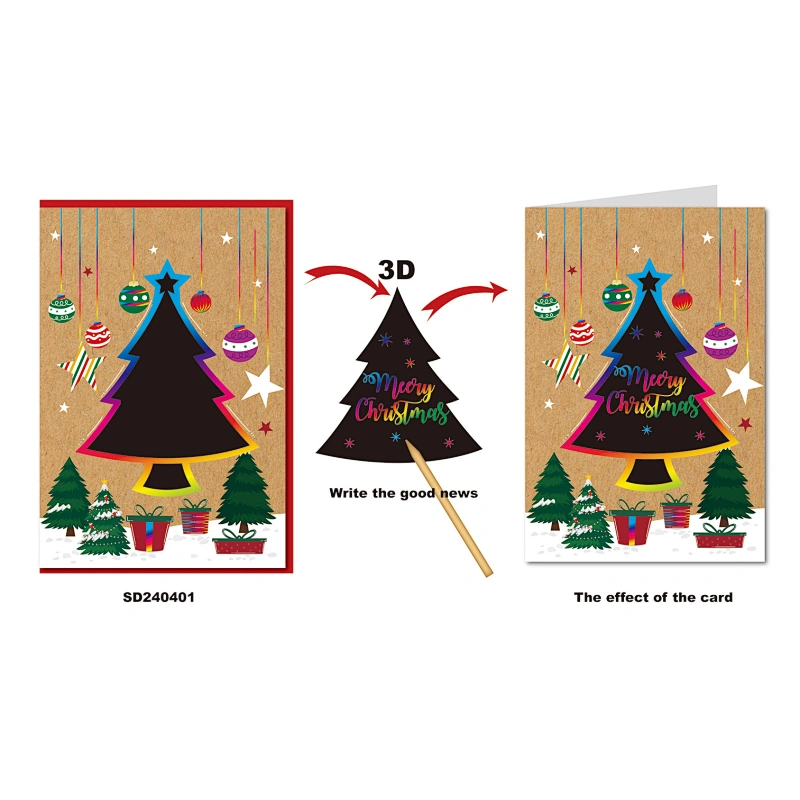 3D scratch panel greeting cards for xmas design