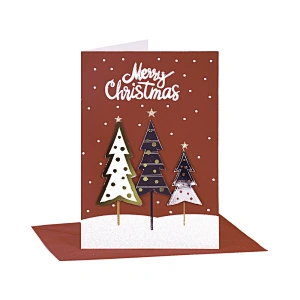Christmas greeting card with hot stamping and glitter 3D sticker