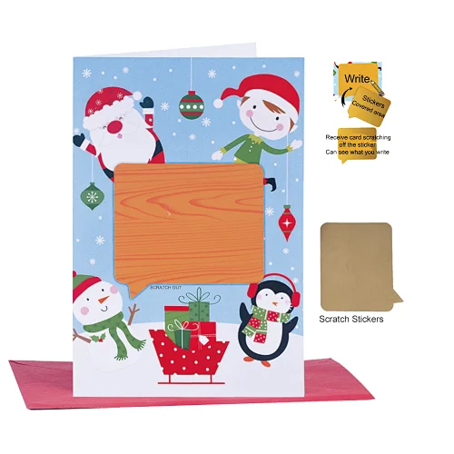 Scratch sticker Xmas greeting card for Christmas gifts