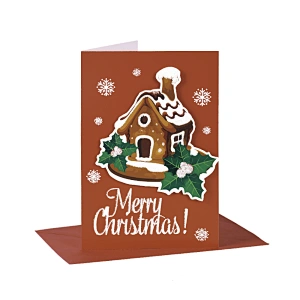 Christmas greeting card with hot stamping and glitter 3D sticker