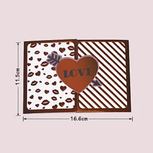 Loving Heart Red Stamping Finishing Pop Up Greeting Cards For Valentine's Day and Girl Friends