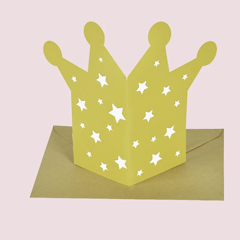 Hot Sales Pop Up Gold Stamping Greeting Card Handmade For Friends Birthday