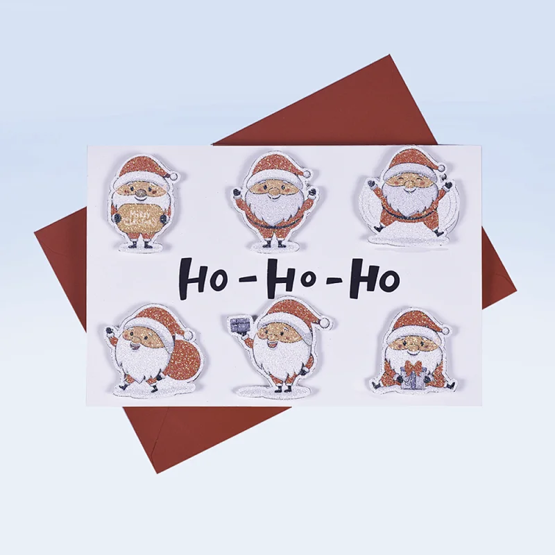 Christmas greeting card with hot stamping and glitter 3D sticker