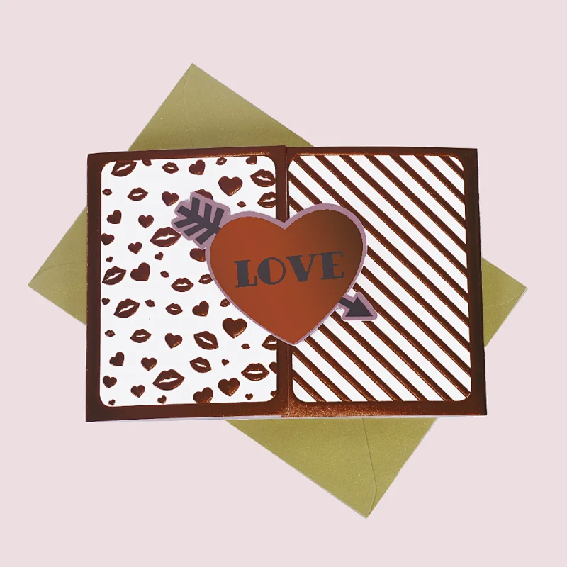 Loving Heart Red Stamping Finishing Pop Up Greeting Cards For Valentine's Day and Girl Friends