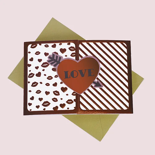 Loving Heart Red Stamping Finishing Pop Up Greeting Cards For Valentine's Day and Girl Friends