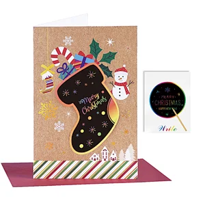 Scratch paper panel with Christmas greeting card for new year gifts