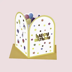 Hot Sales Pop Up Gold Stamping Greeting Card Handmade For Friends Birthday