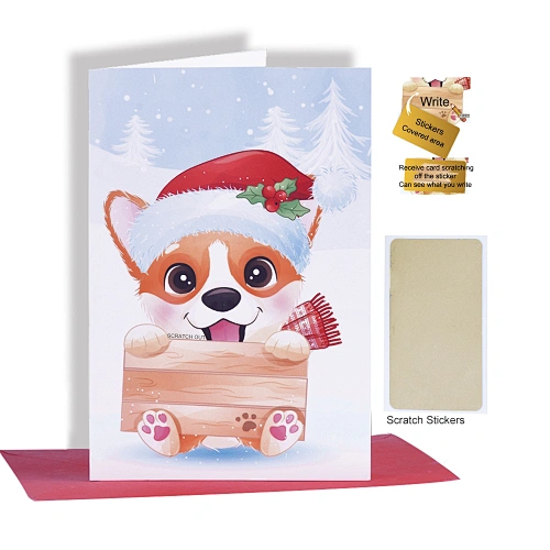 Scratch sticker with Xmas greeting card for Christmas gifts
