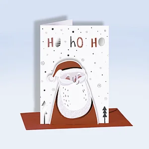 Christmas greeting card with hot stamping and glitter 3D sticker
