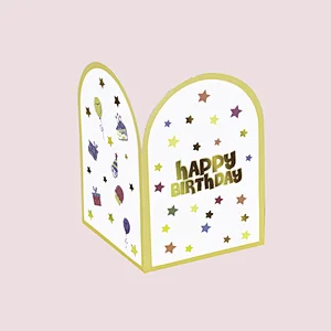 Hot Sales Pop Up Gold Stamping Greeting Card Handmade For Friends Birthday
