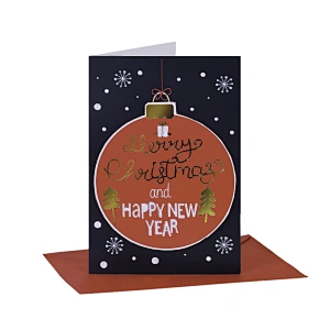 Christmas greeting card with hot stamping and glitter 3D sticker