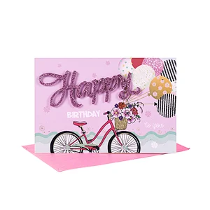 Birthday card with glitter hot stamping for friends or children