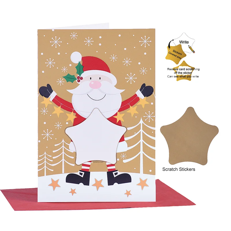 Scratch sticker with Xmas greeting card for Christmas gifts