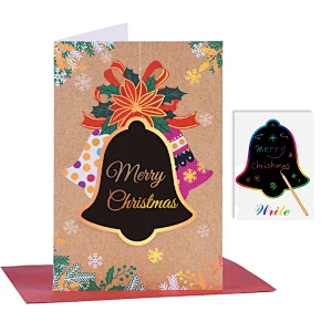 Scratch paper panel with Christmas greeting card for new year gifts