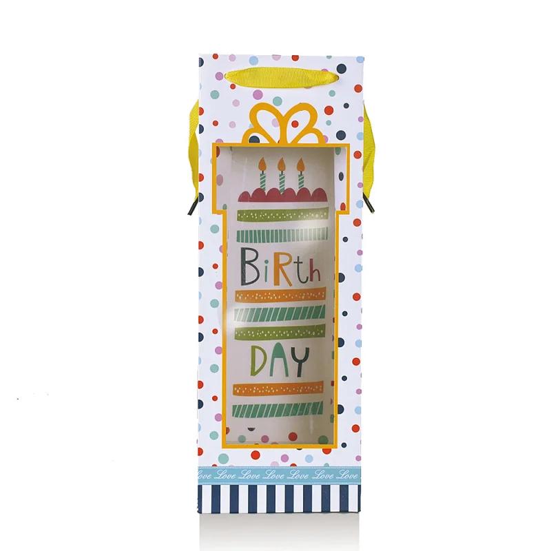 Factory Wholesale Gift Packaging Custom Printed Bottle Paper Wine Bags with Handles