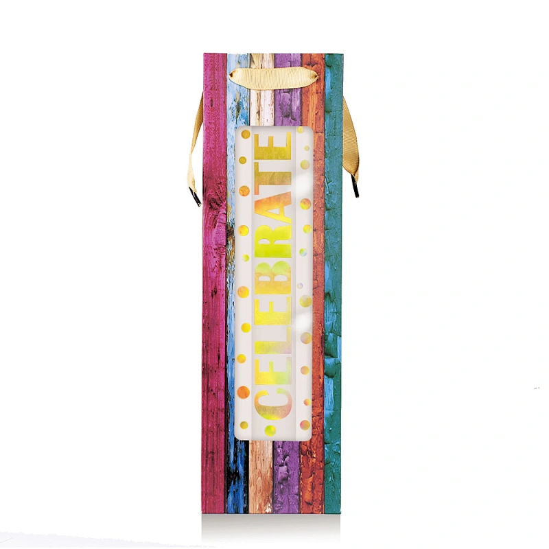 Luxury Custom Gold Stamping Paper Wine Bottle Bag For Gift Packaging