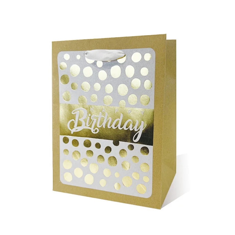 Supplier Custom logo hot stamping kraft gift bag with handle