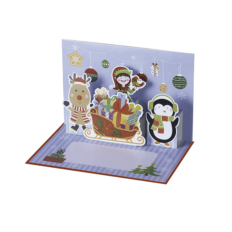 Merry Christmas Custom Greeting Card 3d Pop Up Custom Cards for Festival-5