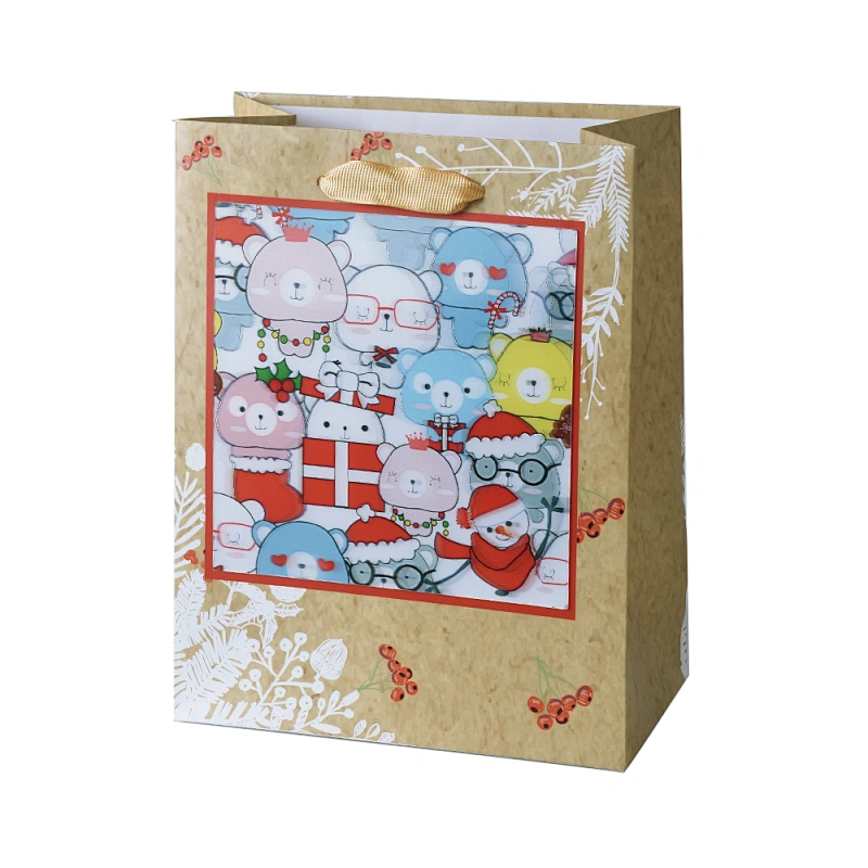 Lenticular sticker gift paper bag for packing presents