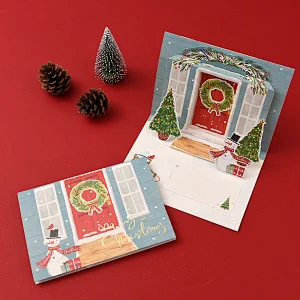 Custom greeting cards with foil Santa 3D pop up gift cards Christmas greeting  card  for holiday  party