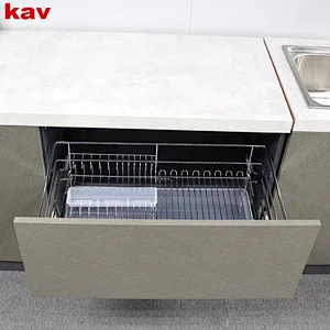 stainless steel kitchen storage soft closing dish/bowl rack with concealed slide