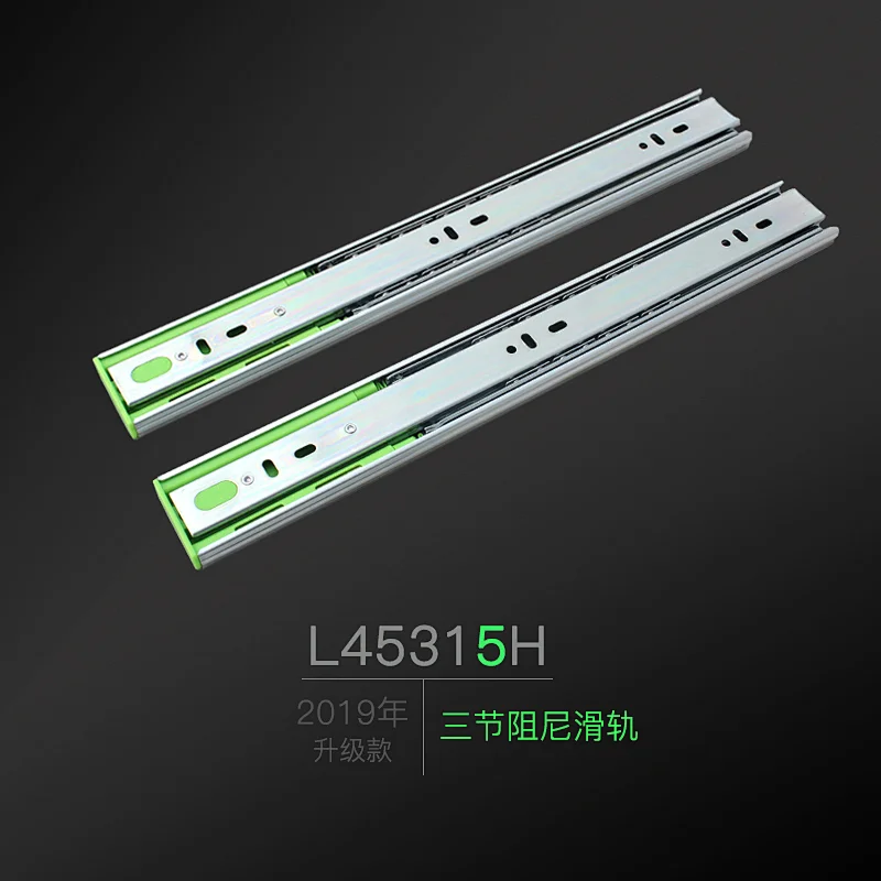 45mm full extension ball bearing drawer slide  soft close drawer telescopic channel