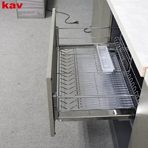 Pull basket kitchen cabinet stainless steel wire bowl / dish rack with soft closing conceales slide