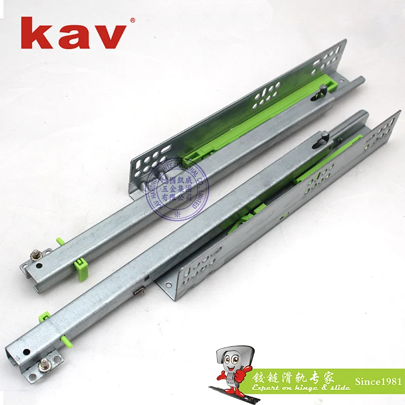 single extension push to open concealed drawer slide with adjustable pin