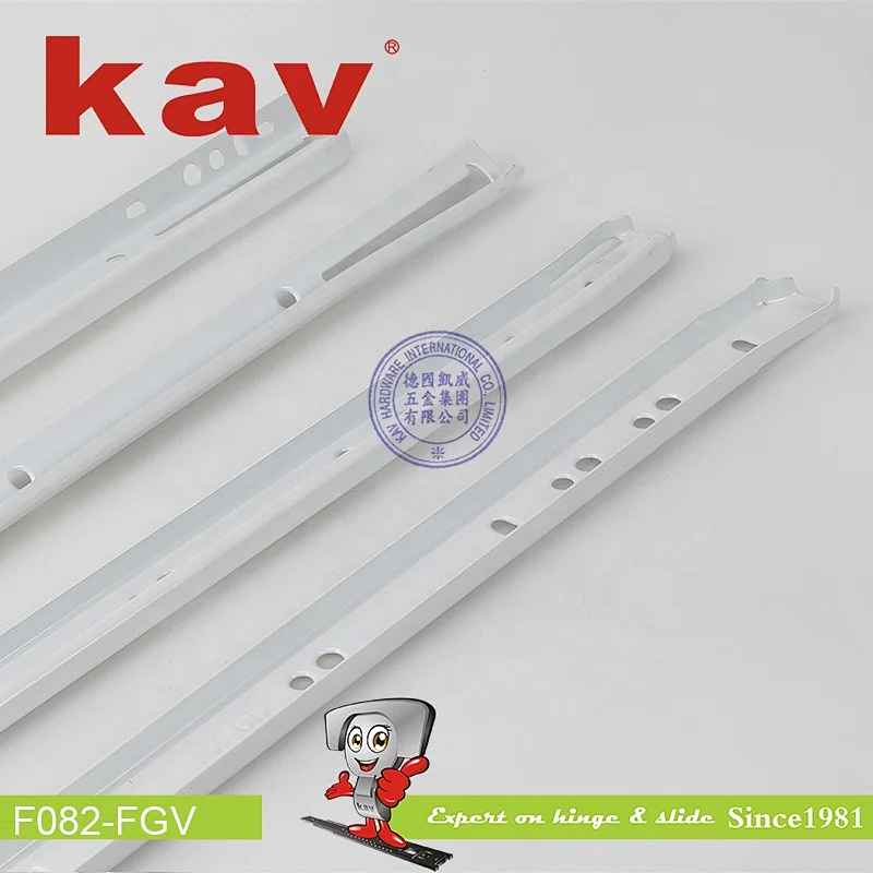 white color powder coated non soft close bottom mounted  furniture slide runner rail