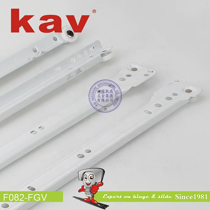 white color powder coated non soft close bottom mounted  furniture slide runner rail