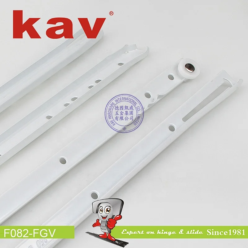white color powder coated non soft close bottom mounted  furniture slide runner rail