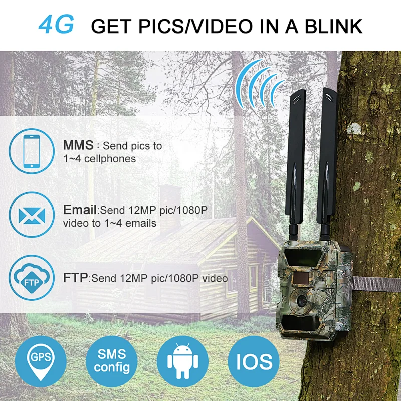 Free APP Control No Glow PIR Motion Detection Outdoor Wildlife Digital Trail Animal Camera 4G