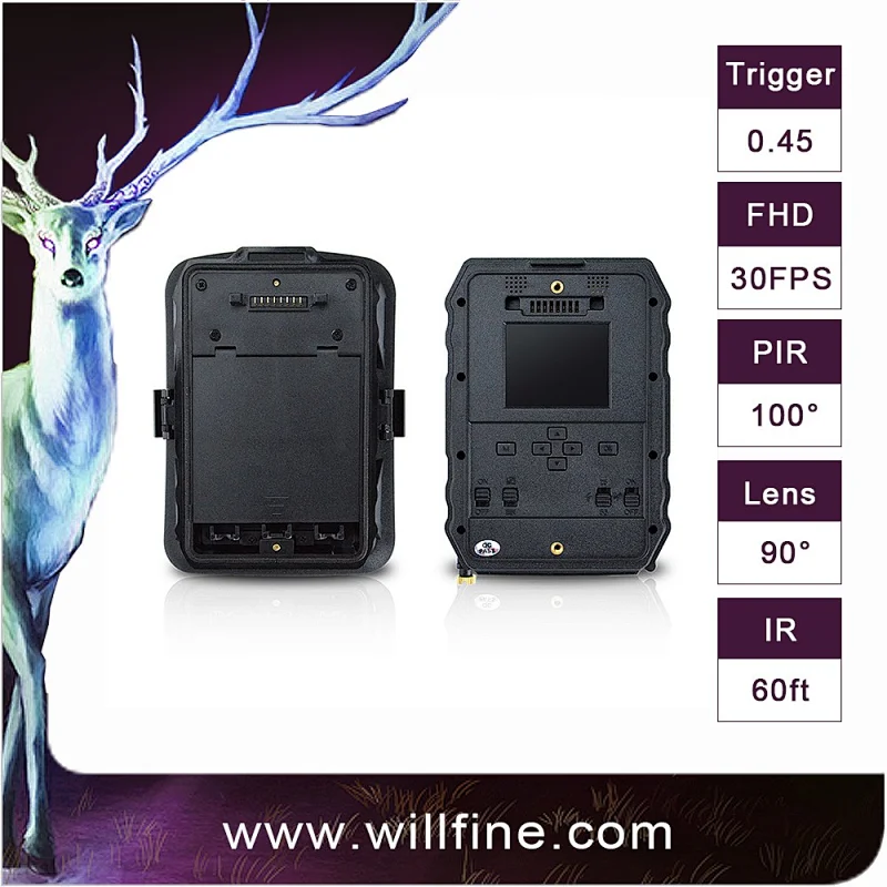12MP 1080P PIR Motion Detection Wide/Regular Optional Lens 0.4s Response 850nm/940nm IR Wholesale Wireless Trail Camera with 3G