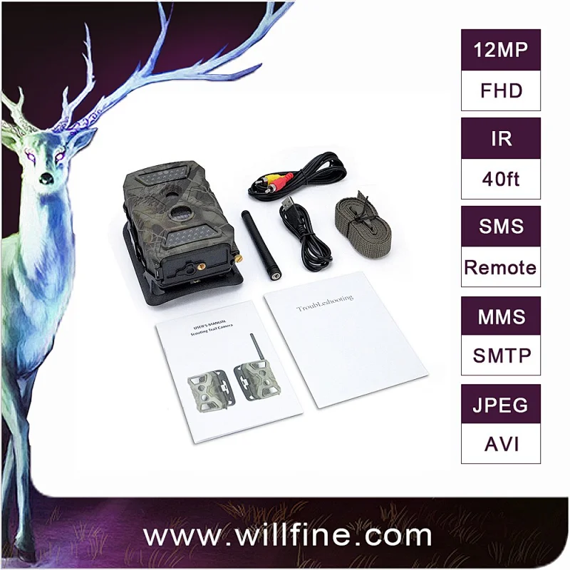 12MP 1080P invisible IR GPRS GSM MMS SMS battery operated outdoor wireless security camera
