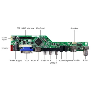 HDMI VGA AV USB RF LCD Board Work for LVDS Interface 12.1