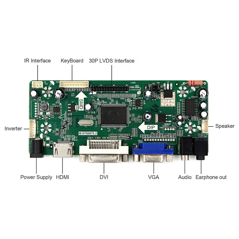 LCD control  Board 68676 with 10.6inch 1366x768 lcd display