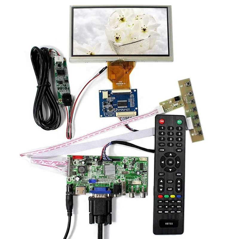 H DMI+VGA+AV+USB LCD Controller Board VS-V59AV-V1 with 6.5inch AT065TN14 800X480 LCD With 4-Wire Resistive Touch Panel