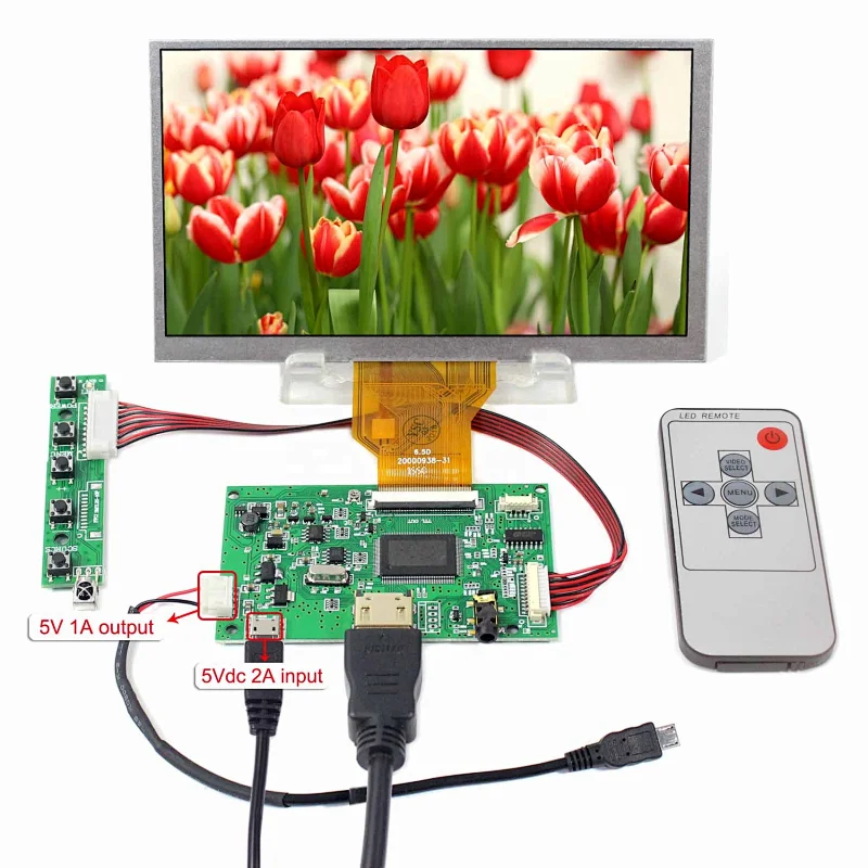 HDMI LCD Controller Board VS-TY2660H-V812 with 50P TTL Interface 6.5inch AT065TN14 800X480 LCD Screen