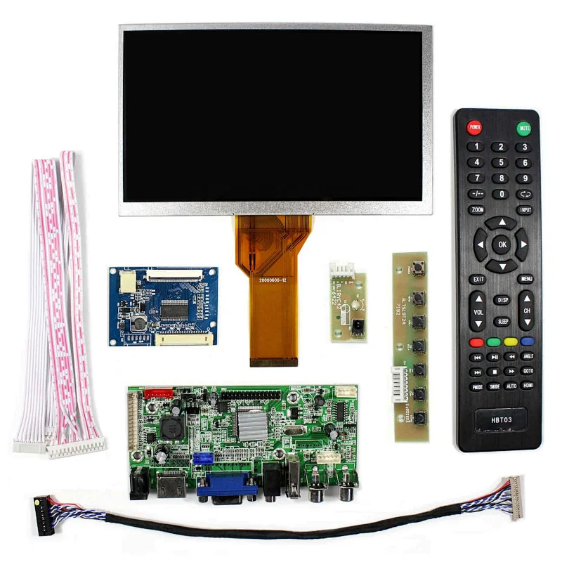 HD MI+VGA+AV+USB LCD Controller Board VS-V59AV-V1 with 7inch AT070TN93 800X480 LCD LCD Screen+Remote Control