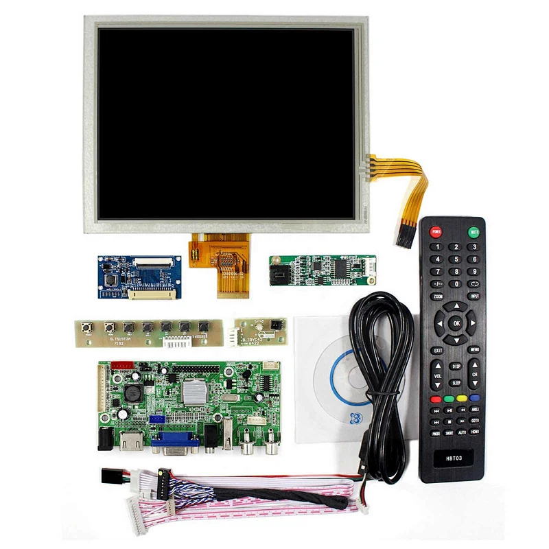 HD MI+VGA+AV+USB LCD Controller Board VS-V59AV-V1 with 8inch 1024X768 LCD With Touch Panel+Tcon Board+USB Controller Card