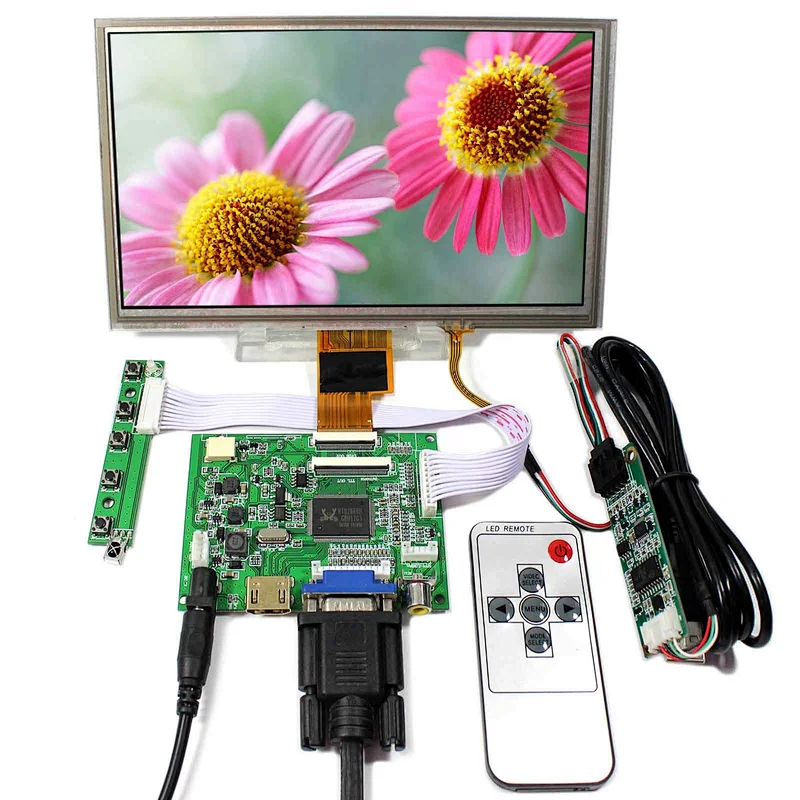 HD MI+VGA+2AV LCD Controller Board+8inch ZJ080NA-08A 1024X600 LCD Screen With Resistive Touch Panel