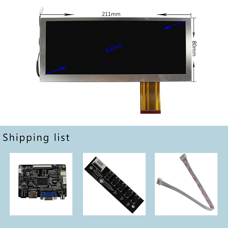 8.8 inch bar type TFT LCD display module 1920*480 high brightness with HD-MI driver board kits for Automotive