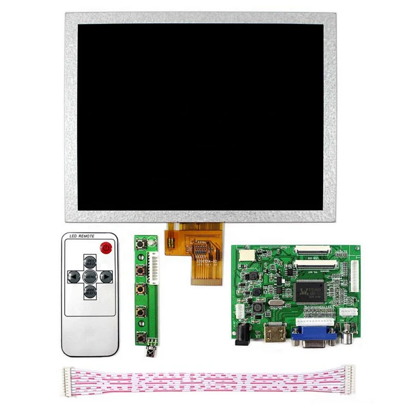 HDMI+VGA+2AV LCD Controller Board VS-TY2662-V5 with 8inch EJ080NA-04C 1024X768 LCD Screen+Remote Control
