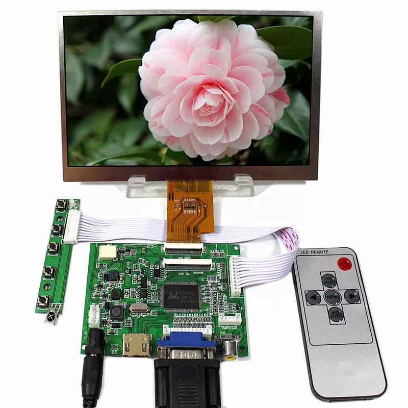 HD MI VGA 2AV LCD Board Work for 7inch AT070TNA2 1024X600 LCD Screen+Remote Control