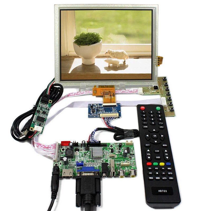 HD MI+VGA+AV+USB LCD Controller Board VS-V59AV-V1 with 8inch 1024X768 LCD With Touch Panel+Tcon Board+USB Controller Card